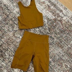 Girlfriend Collective mustard yellow set